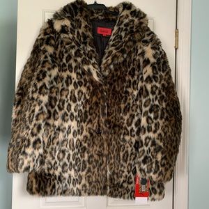 Leopard Print Faux Fur Coat